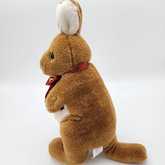 Toyhut Kangaroo Mother Joey Pouch Plush 10" Satin Bow Brown Stuffed Uni Toys - Picture 6 of 9